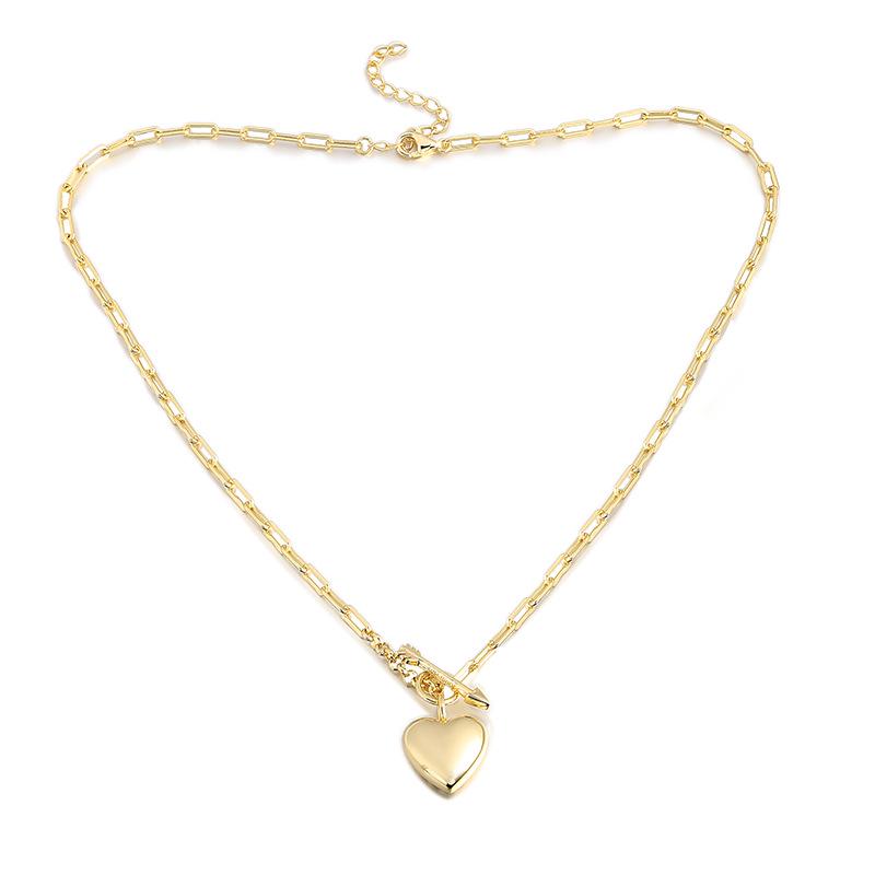 Glossy Heart Pendant Necklace Clavicle Chain for Women