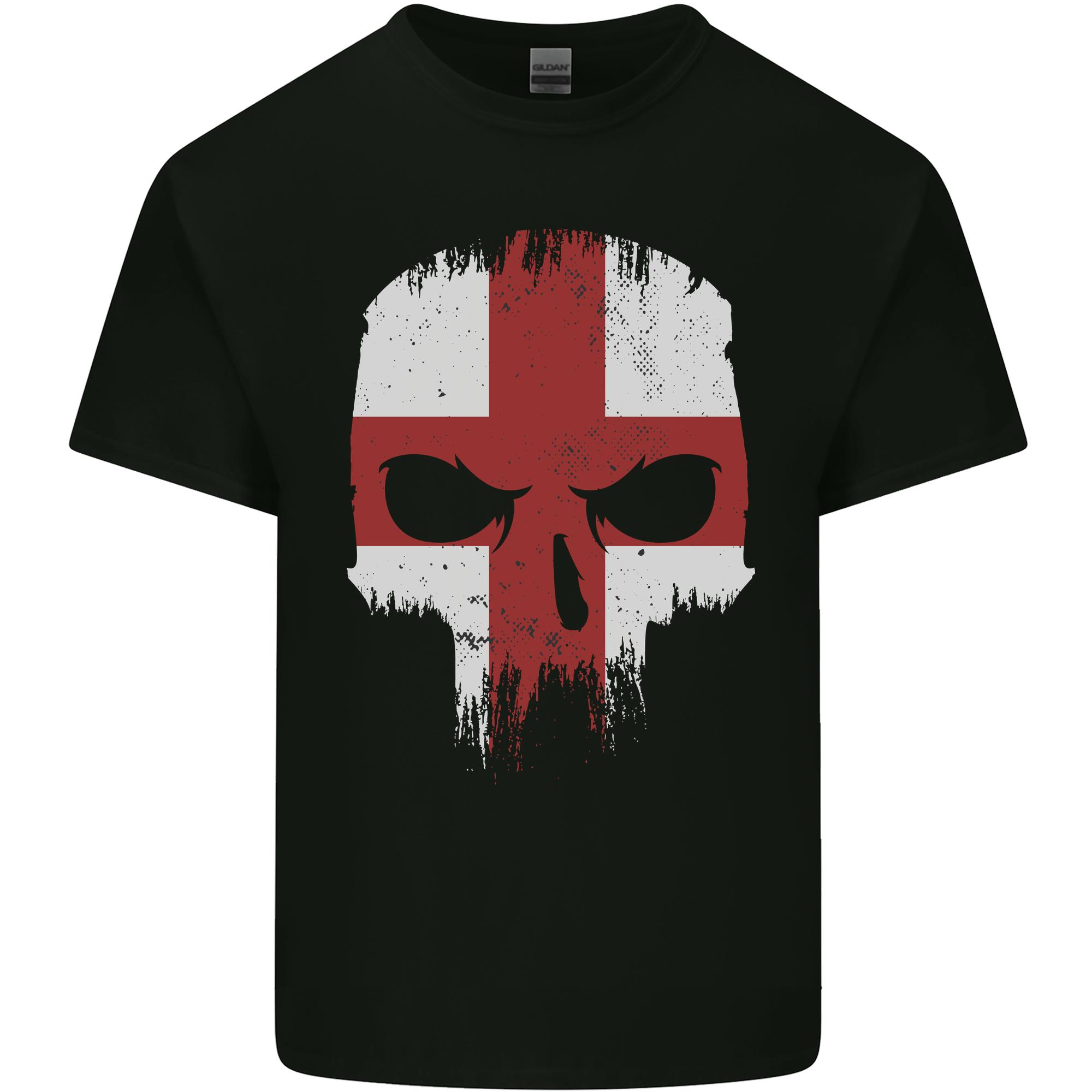 English Skull England Flag Gym Biker Unisexs Light Cotton TShirt S