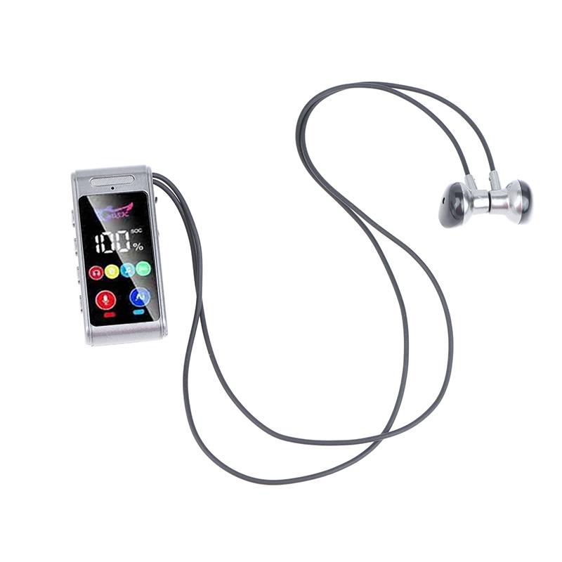 Neckband Clip Bluetooth Earphones IPX4 Sweatproof Clear Call Headset with Digital Display for Daily Commute
