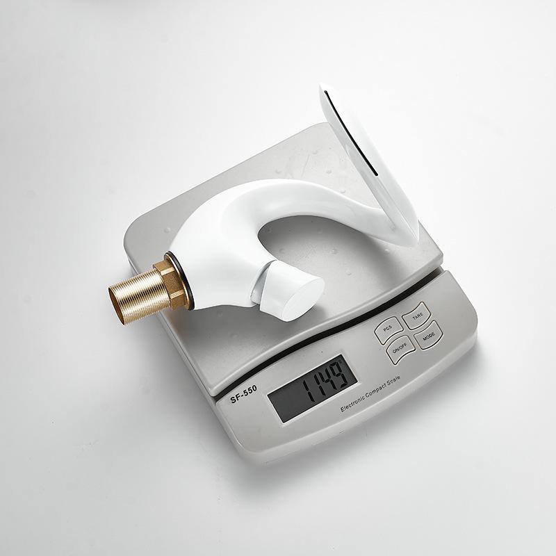 Brass Waterfall Style Single Hole Basin Faucet with Hot & Cold Option for Bathroom Countertop