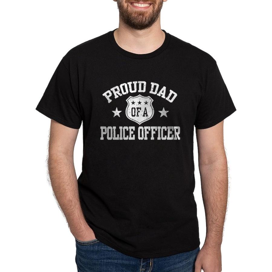 CafePress Proud Dad of A Police Officer Dark T Shirt Men s 100% Cotton, Classic Graphic Dark T-Shirt S