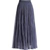 Winter 2025 Reversible Mesh Pleated Skirt with Elastic Waist