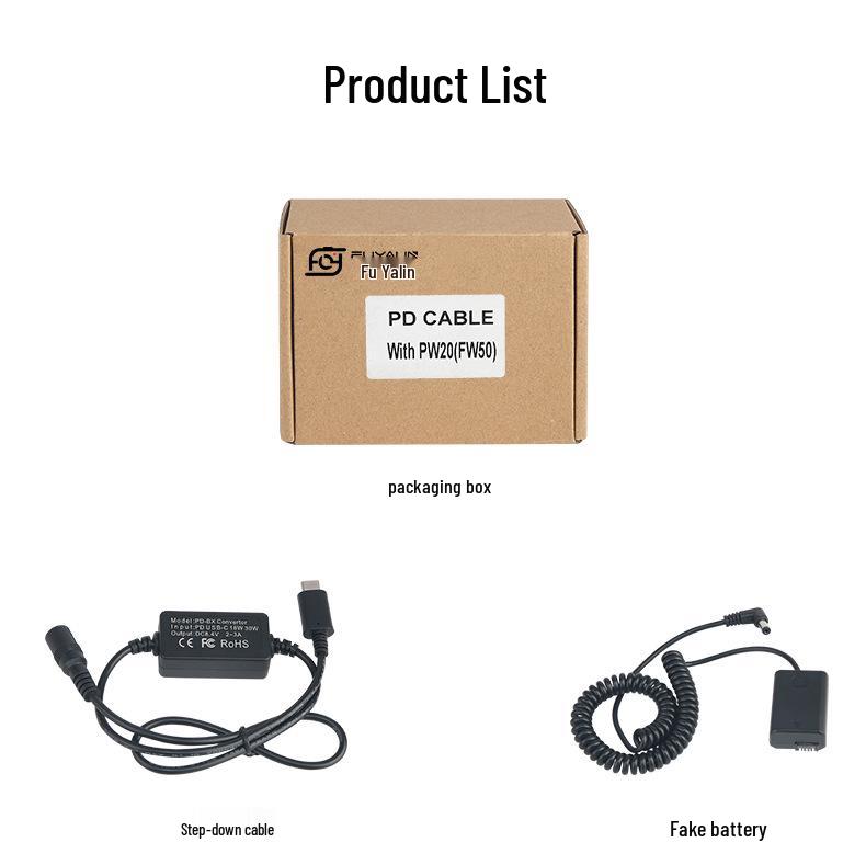 FW50 PD/Type-C Adapter for Sony Mirrorless Cameras: A7, A7M2, A7S2, A5100, NEX5, PW20