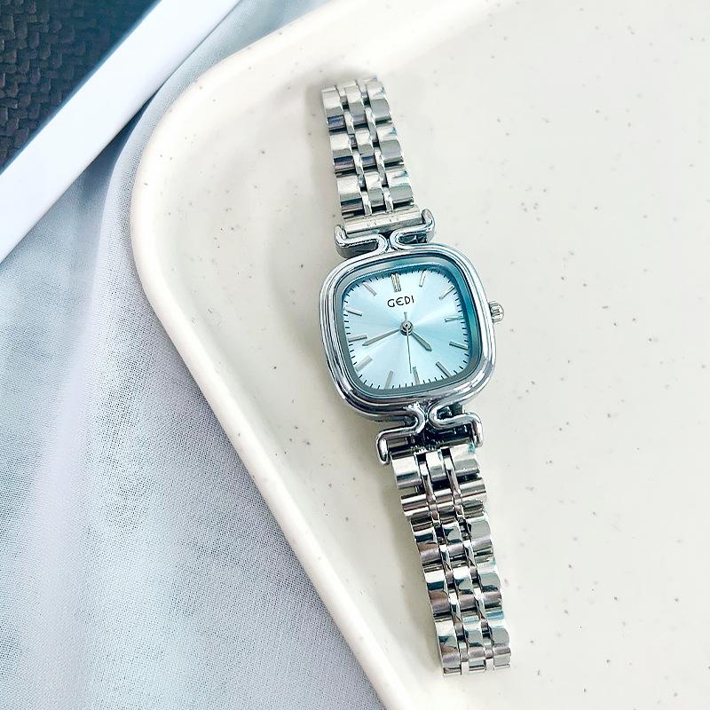 Women'S Simple High-Value Small Square Steel Belt Watch Niche High-End Dopamine Quartz Watch
