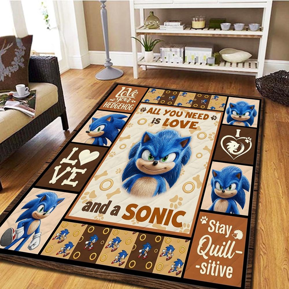 Sonic the Hedgehog Bedroom Carpet & Living Room Mat, Home Decor Cool Movie Play Floor Mat -HE53