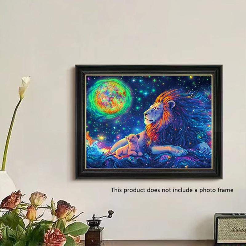 4 Pcs/Set A4 Noctilucent Diy Scratch Painting Colorful Starry Sky Animals Lion Elk Manual Scratch Painting Drawing Artistic Work