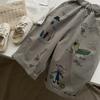 Japan Korean Children Clothes Boy Kids Fashion Trousers Spring Autumn  Baby Pocket Ankle Length Loose Girl Cartoon Casual Pants