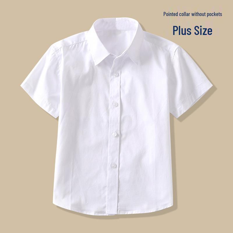 Kinder Kurzarm Weißes Baumwollhemd - Sommer Schuluniform für Jungen und Mädchen