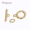 Brass Round OT Clasp For DIY Jewellery Crafts 18K Gold Plated End Beads Toggle Clasp For Bracelet Necklace Making Supplies