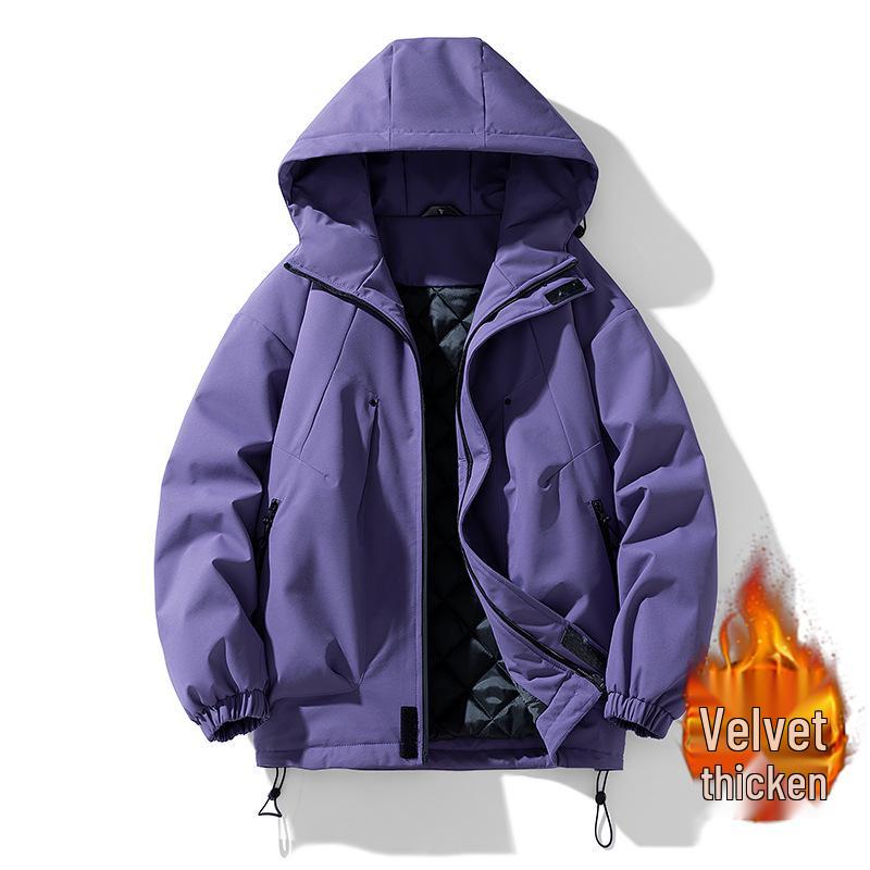 Men's Windproof Outdoor Shell Jacket - 2025 Autumn/Winter Thickened Cotton Casual Workwear Outerwear