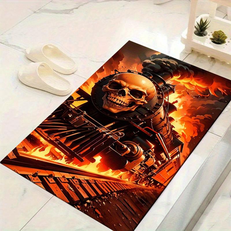 

1pc Skeleton Train Pattern Area Rug, Anti slip Non Shedding Stain Resistant Carpet 60cm by 90cm