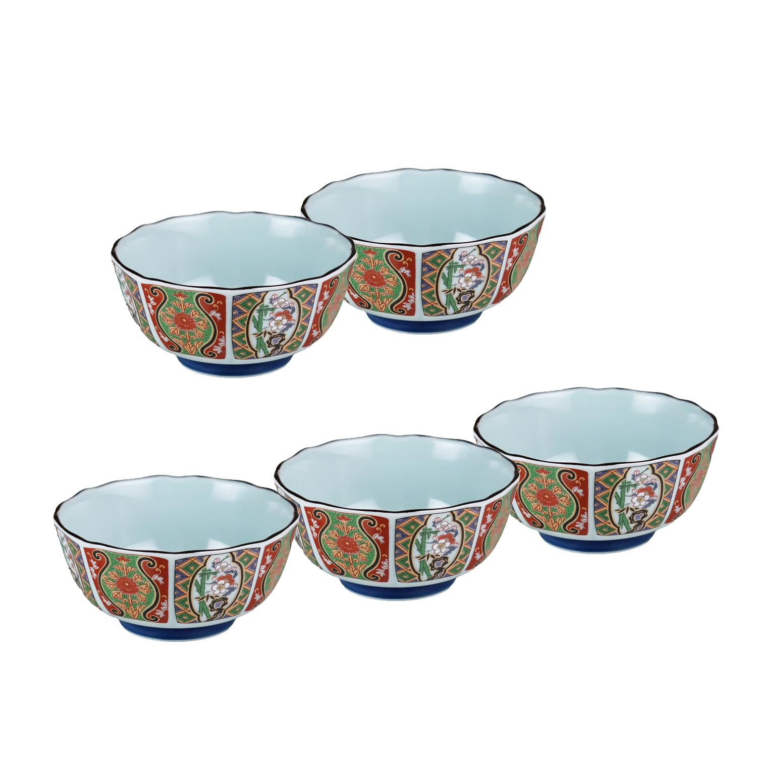 

Yuuki Roman Small Bowls (5 pieces), Nishiki, Old Imari Style, Gorgeous and Ornate [Arita Ware, Made in Japan]