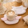Heart Print Insulated Coaster Angel Wings Decoration Table Mat New Cup Mat  Home Decoration