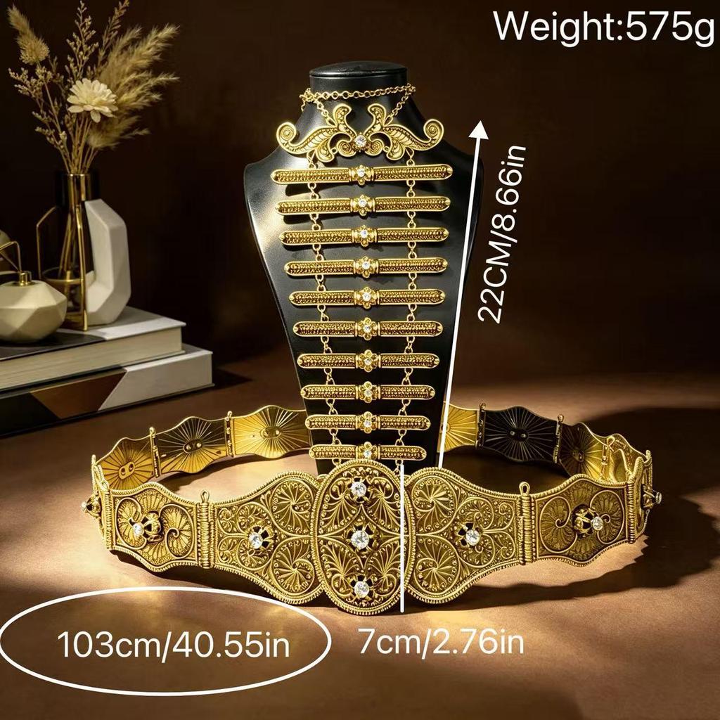 Russian Caucasian Women's Ethnic-Style Adjustable Belt and Breastplate Set