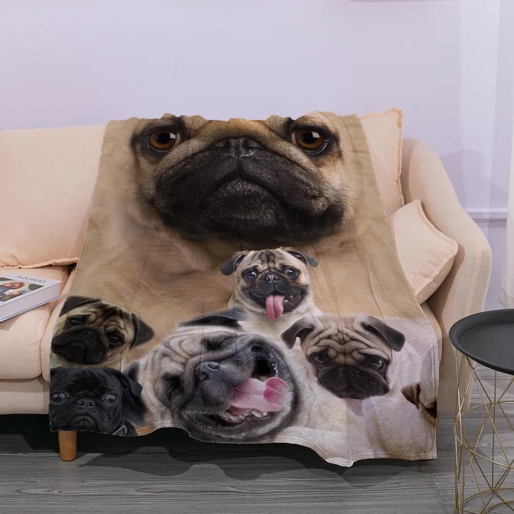 Cute Ultra-Soft Flannel Printed Blanket Plush Throw  Nap Cover for Sofa Bed Couch King Queen Full Size French Bulldog Dog