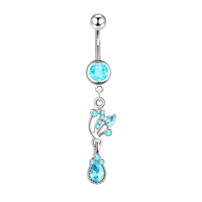 14G Blue Series Stainless Steel Belly Button Ring - Simple, Fashionable, Sexy, Japanese & Korean Style