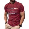 Herren 3D Digitaldruck Kurzarm T-Shirt Rundhals Lässiges Tee Schmale Passform Jugend Mode Top