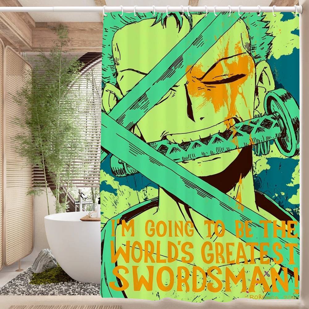 RORONOA ZORO ONE PIECE Anime Modern Simple Shower Curtain Bathroom Decorative Polyster Shower Curtain With Hook