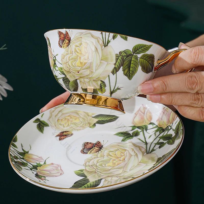Retro French Style Coffee Cups Light Luxury Exquisite Flowers Afternoon Tea Mug Household Breakfasts Milk Cup Tableware Gifts