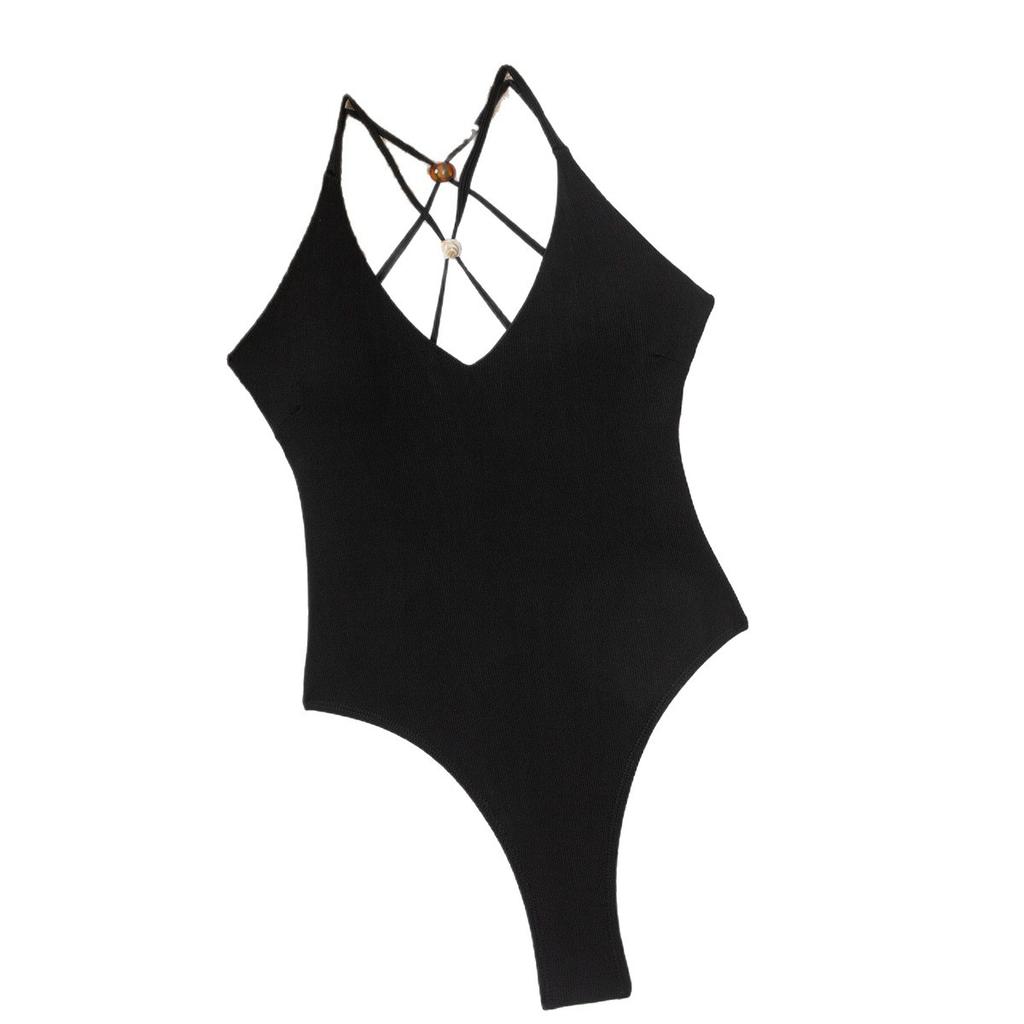 Halter Cross Halter Beaded One-Piece Sexy Swimsuit Popular Direct Sales