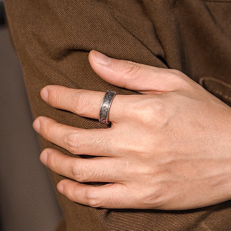 Bague en Argent Ajustable Yin Taifei Motif Dragon Kui: Style Chinois, Unisexe, Sensation Haut de Gamme