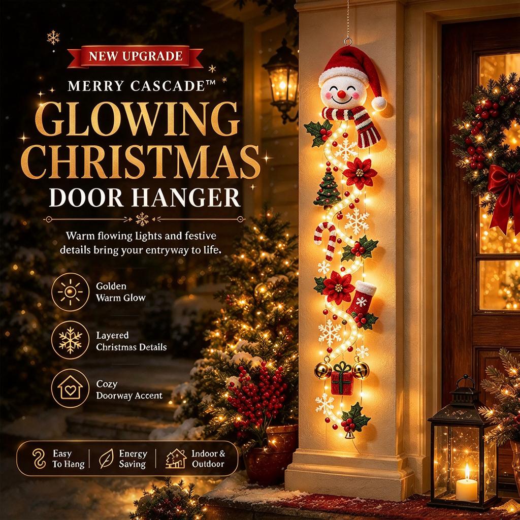 Christmas Hanging Wall Ornament LED Glowing Spiral Door Decor With Bell Snowflake For Indoor Outdoor Holiday Party Gift