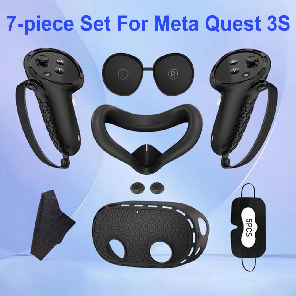 Silicone Cover Set Controller Grips VR Shell Cover VR Silicone Case Face Cover Lens Cover for Meta Quest 3S Accessories