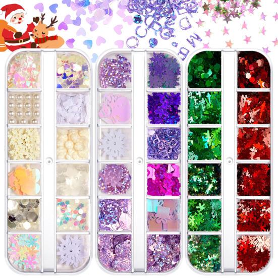 1 Box Nail Sequins Ultra-Thin Bright Color Mix Shape Wide Application Easy To Apply Decorative PET