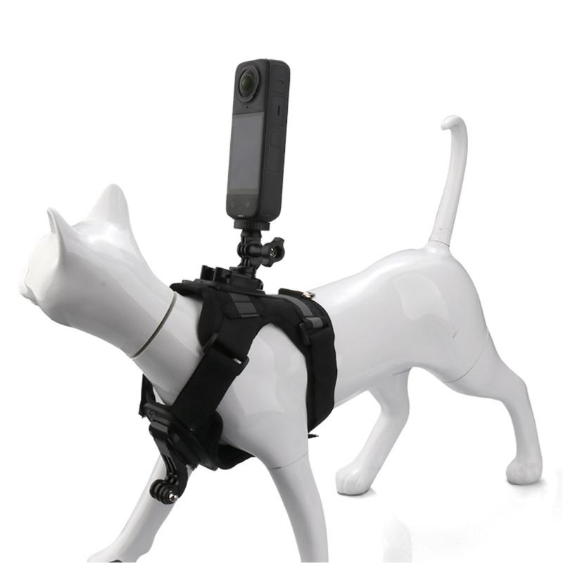 Comfortable Pet Camera Vest Supporting Two Action Cameras For Feline First Person View Photoshoots Easy Adjustment
