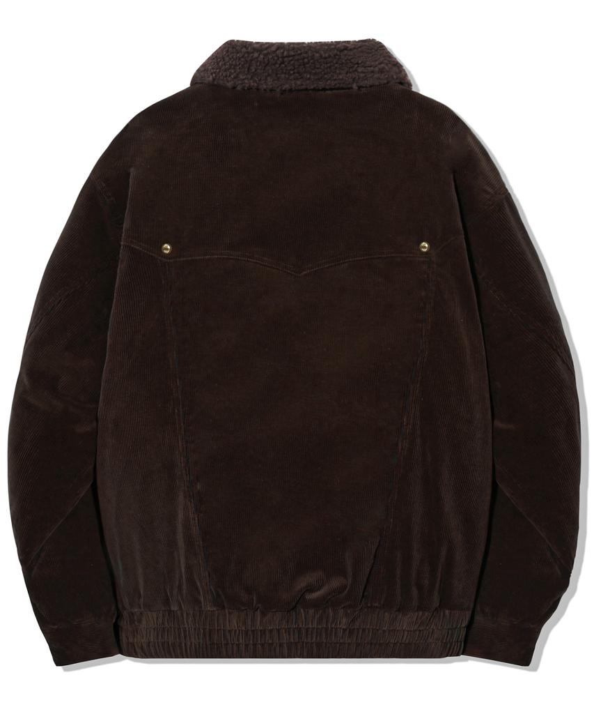 Trillion Sherpa Corduroy Studded Western Jacket_Brown