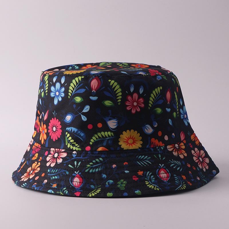 Digital printing small edge bucket hat spring and summer double-sided can wear outdoor sunshade basin hat spot