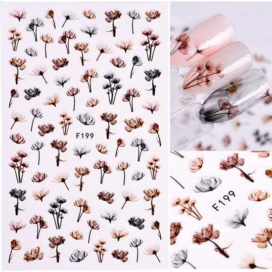 3D lepidlo Květiny Nálepka na nehty Tulipán Okvětní lístky Javor Růže DlY Voděodolné Obtisky na nehty Doplňky pro zdobení nehtů Dekorace na nehty