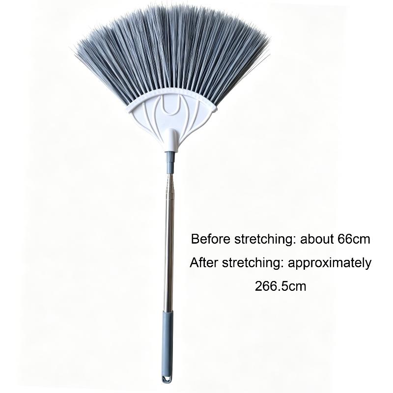 Fan Shaped Cobweb Duster with Retractable Stainless Steel Handle Static Soft Bristles for Picture Frame Wall Art Dusting