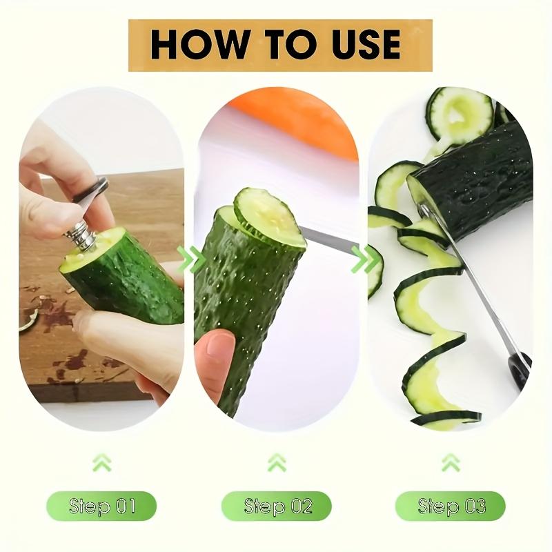 Vegetable Spiral Cutter - Stainless Steel Handheld Slicer with Curved Design Suitable for Even Cutting of Potatoes 3