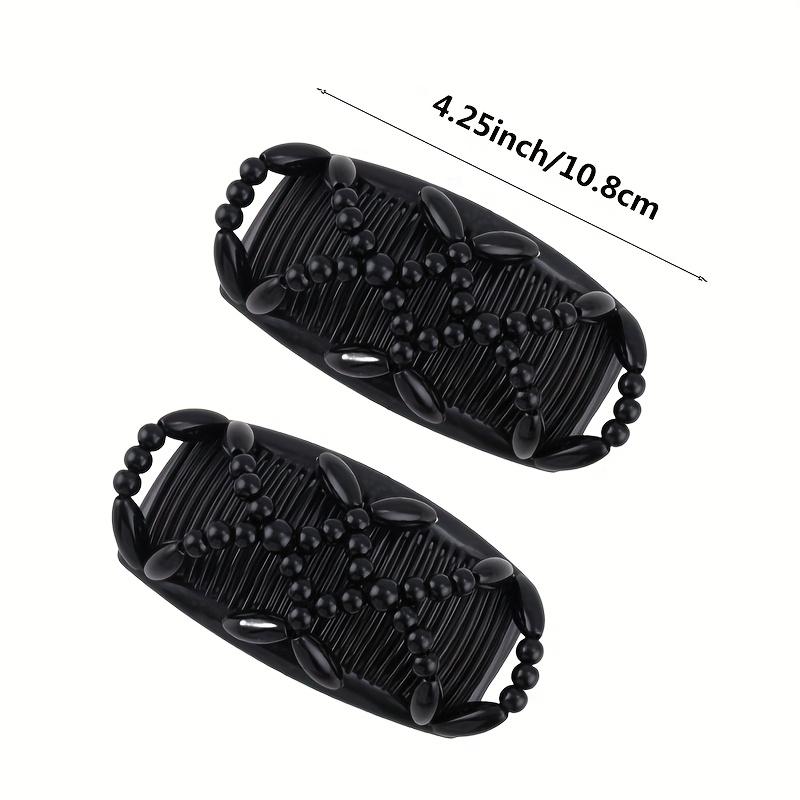 Verstellbare Doppel-Schiebeperlen-Kamm Haarspangen - Dehnbares Retro Böhmisches Haar-Accessoire, Rechteckiges Design