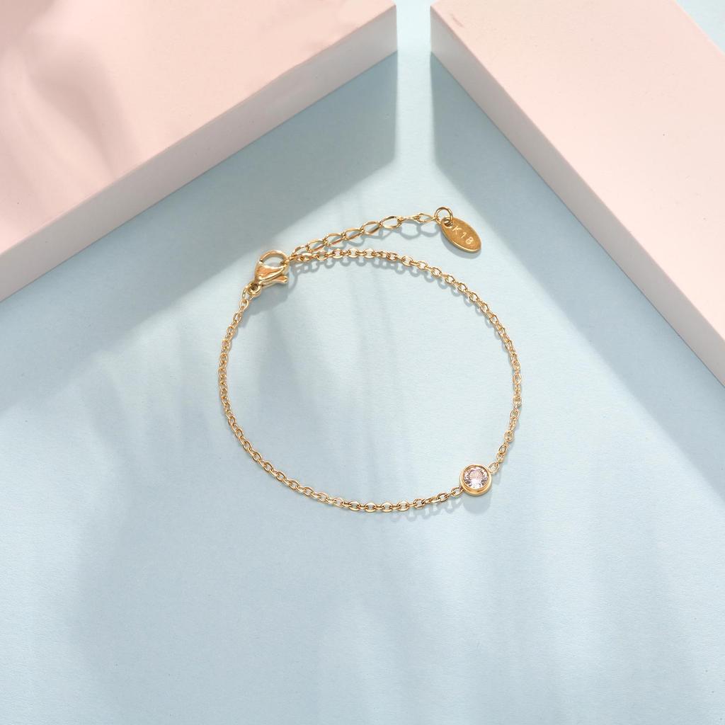 Stainless Steel Women's Diamond-Inlaid Adjustable Titanium Bracelet