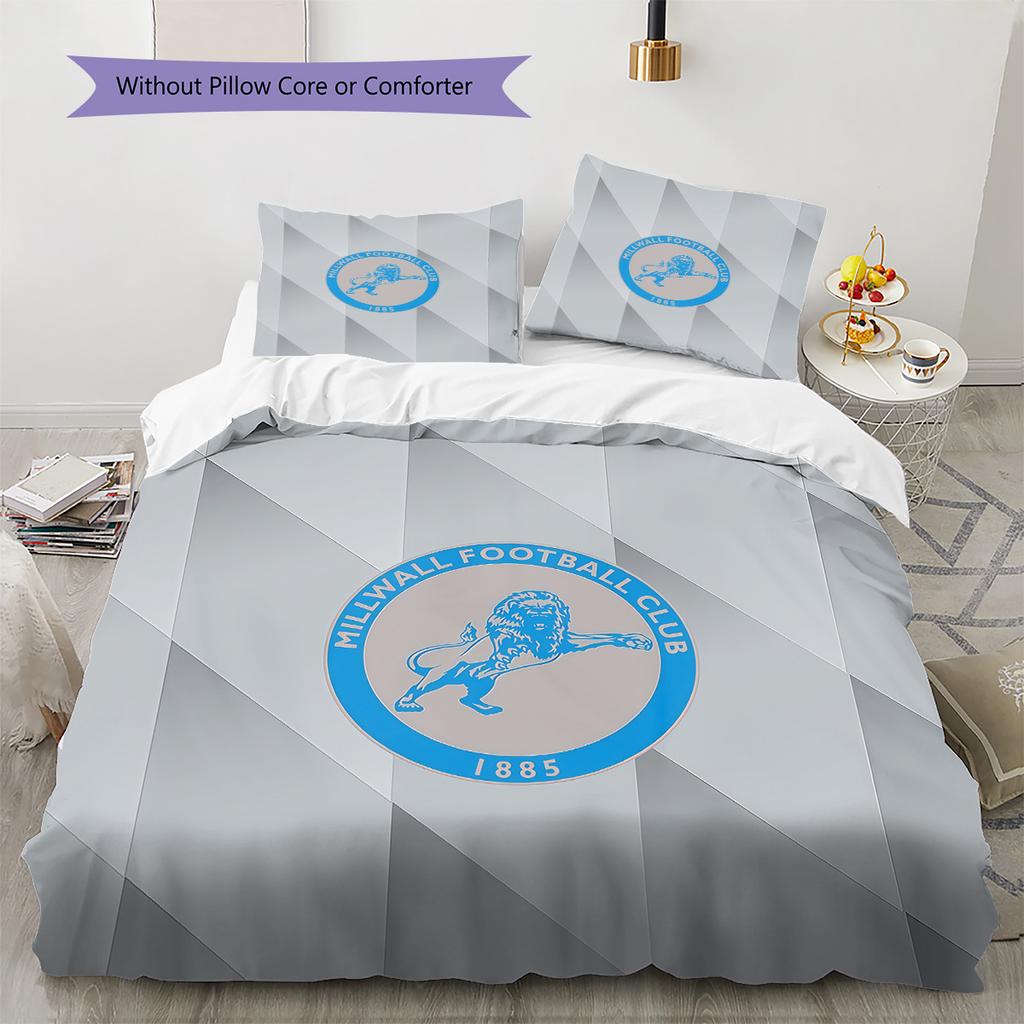 Millwall FC Pattern Bedding Quilt Set Home Decoration Gift (1 * Duvet Cover + 2 * Pillowcase Without Core).xwn