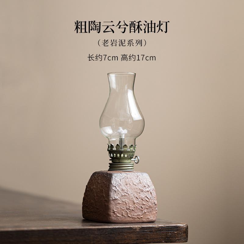 

Стара Кам яна Глина Груба Кераміка Олійна Лампа Підсвічник Дзен Ароматичні Свічки Свічки Чайні Предмети Колекція Літераторів