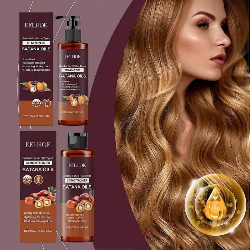 Batana Oil Shampoo Conditioner Set Oil Control Anti Dandruff Scalp Hair Treatment Split Ends Anti Frizz Hair Loss Hair Care Set