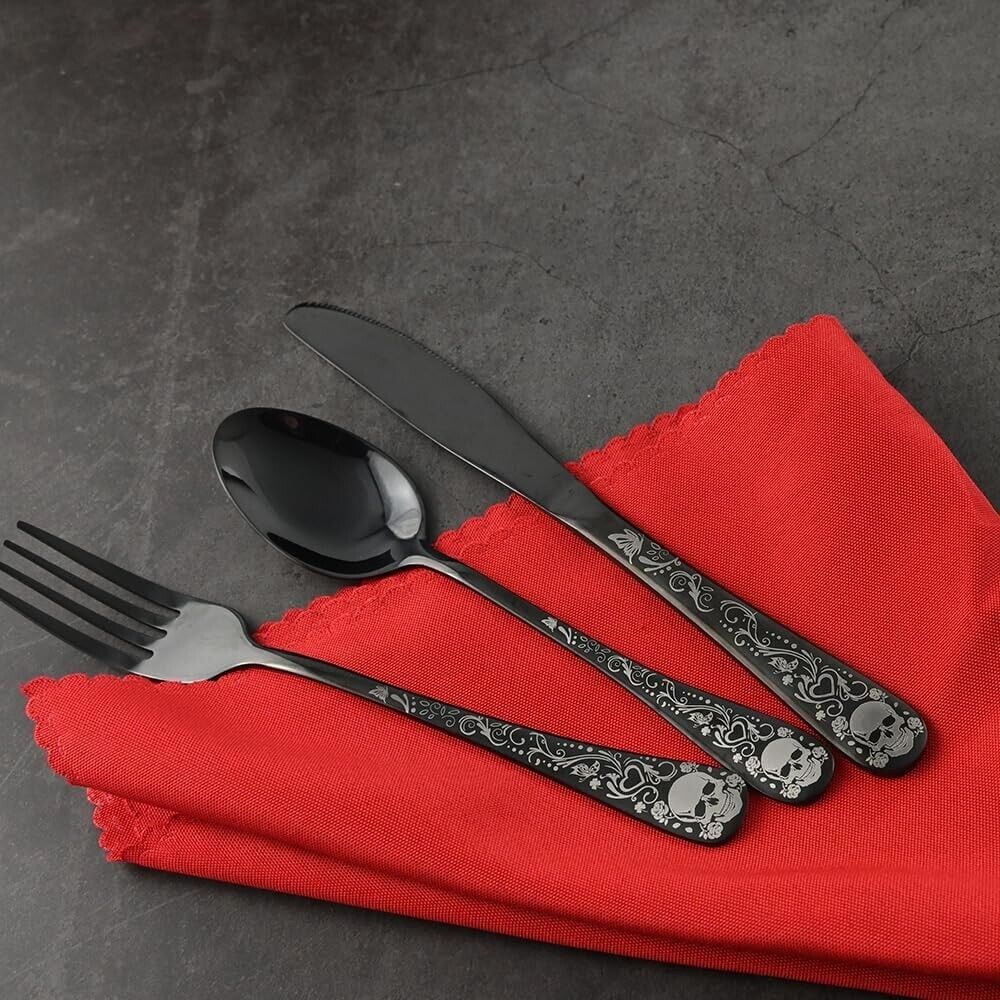 Skull Stainless Steel Cutlery Set: Unique Skeleton Design Spoon - Durable & Stylish Silverware for Any Occasion