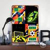 Dynamic Football Collage Metal Poster Customized Wall Art Retro Vintage Tinplate Signs for Man Cave Coffee Bar Accessories Decor
