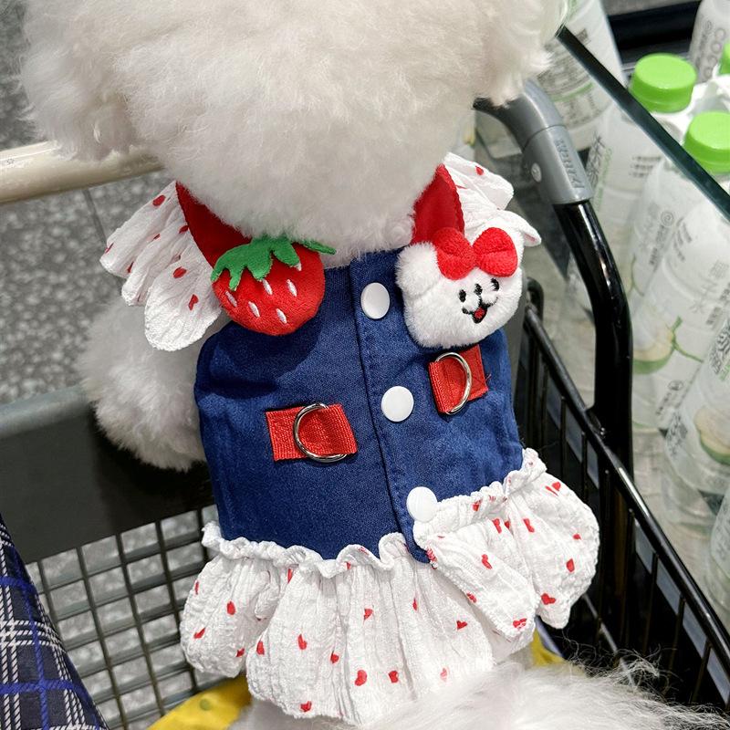 Pet Clothes, Dog And Cat Clothes, Summer Thin Traction Denim Vest Skirt, Teddy Bichon Small Dog