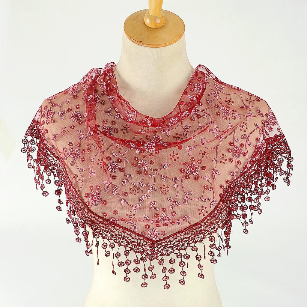 Women Triangle Bohemian Floral Tassel Scarves Shawl Female Spring Summer Headband Scraves