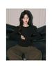 Women's Black Round Neck Long Sleeve T-Shirt, 2025 Autumn/Winter Slimming Basic Base Layer Top