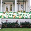 200*40cm Jungle Animal Theme Safari Happy Birthday Party Decoration Baby Shower Banner Background Kids Favor Monkey Giraffe