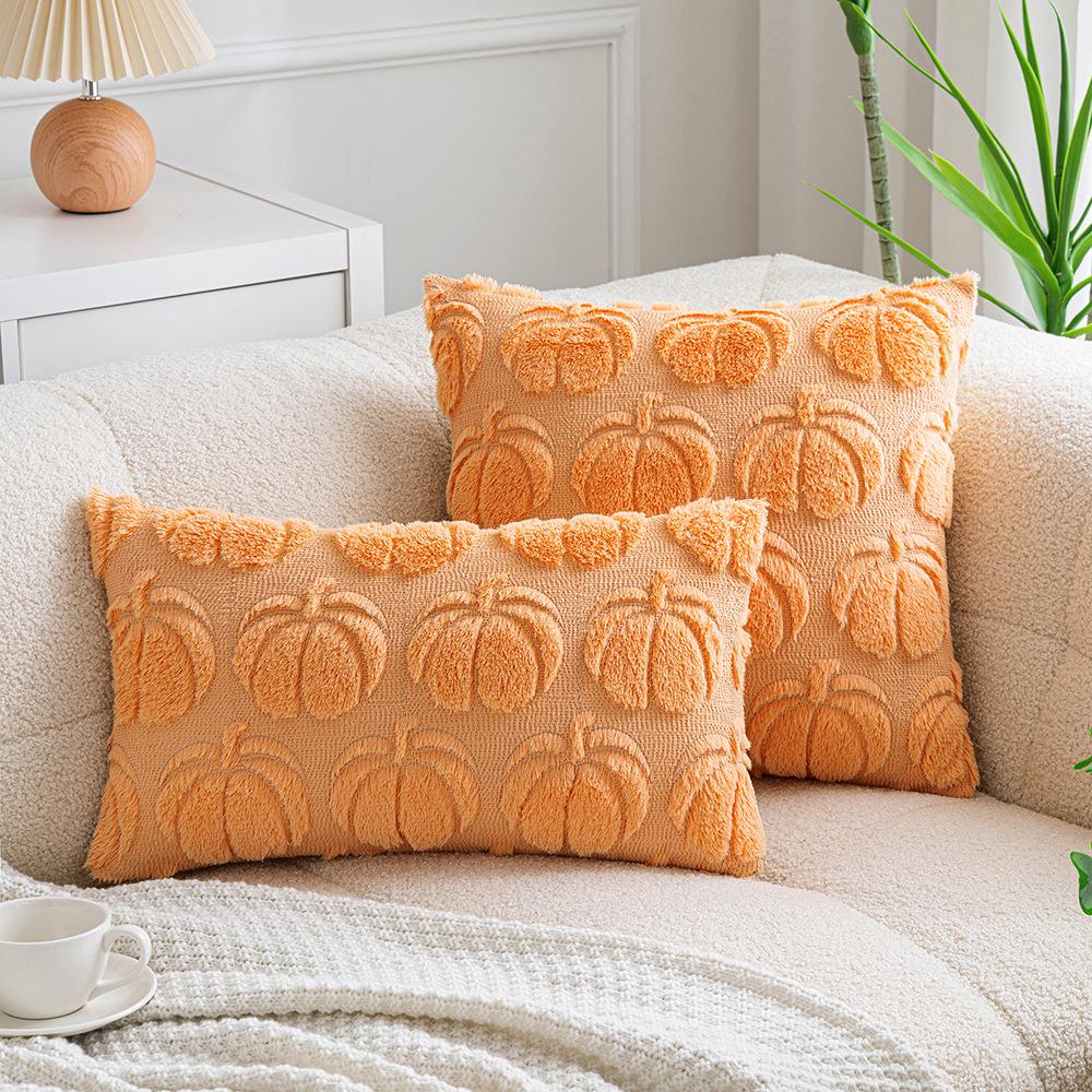 Halloween Pumpkin Embroidered Pillowcase Decorative Throw Pillow Cover For Home Living Room Sofa Simple Design Pumpkin Cushion Case
