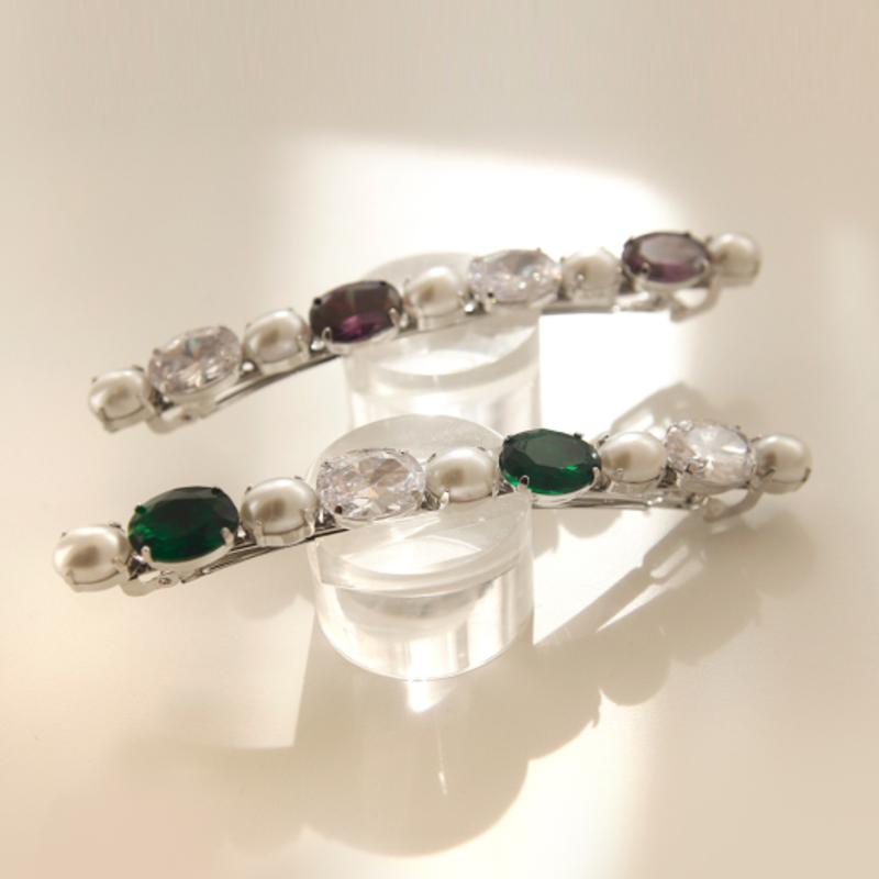 

J.Lauren Color Cubic Pearl Straight Hairpin H0757 green