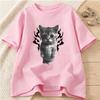 Flame Cat Vintage Graphic Print Tshirt Summer Womens Clothing Casual Fashion Funny Tops Streetwear ONeck Short Sleeve Tshirt