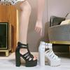 15CM klobige Absatzsandalen Punk-Schuhe Sandalen Hohe Absätze Plateau-Sandalen Damen Sommerschuhe Damensandale klobiger Schuh