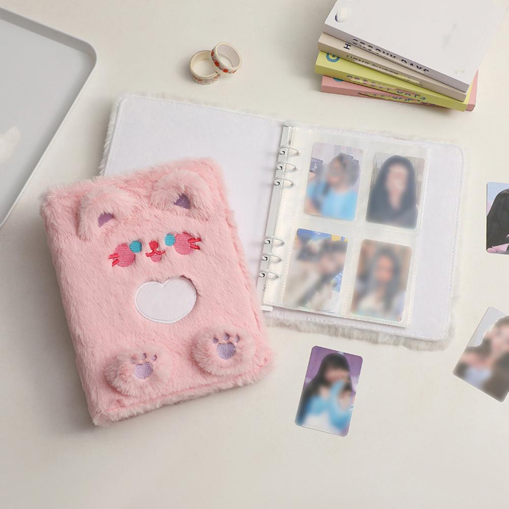 Capa para álbum de fotos compacto A5 Plush Photocard Album adorável portátil recarregável capa de fichário para capa macia protegida por fotos